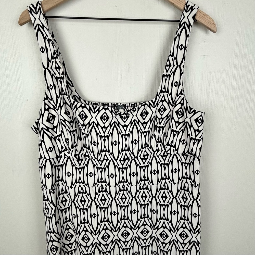Anthropologie Dress Womens XL Blythe Black White Square Neck Tiered Midi - Picture 4 of 14